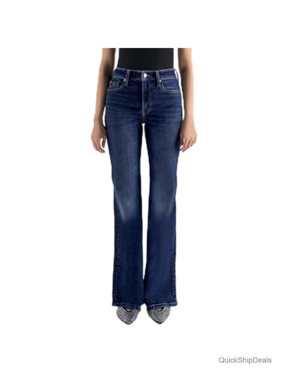 Women's Mid Rise Stretch Denim Flare Jeans Bell Bottom Pants